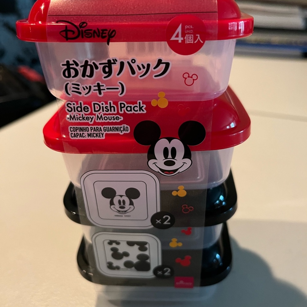 Disney Mickey Mouse Toy Containers Red and Black. Plastic. Small containers 4